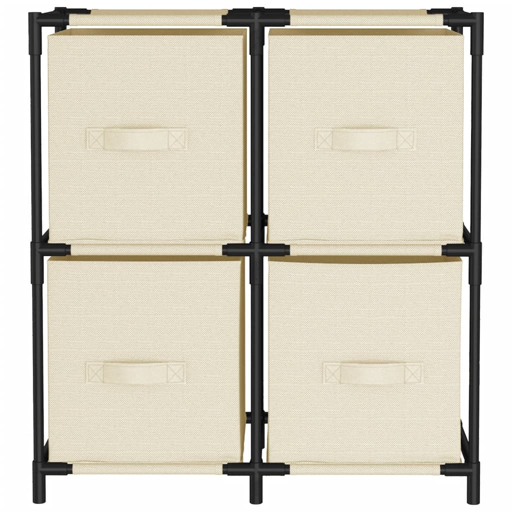 Armadietto con 4 Cesti in Tessuto Crema 63x30x71 cm Acciaio | homemem39