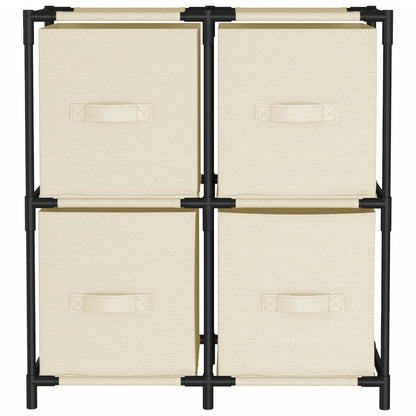 Armadietto con 4 Cesti in Tessuto Crema 63x30x71 cm Acciaio | homemem39