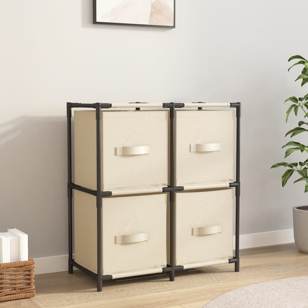 Armadietto con 4 Cesti in Tessuto Crema 63x30x71 cm Acciaio | homemem39