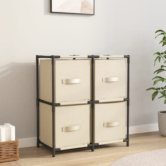 Armadietto con 4 Cesti in Tessuto Crema 63x30x71 cm Acciaio | homemem39