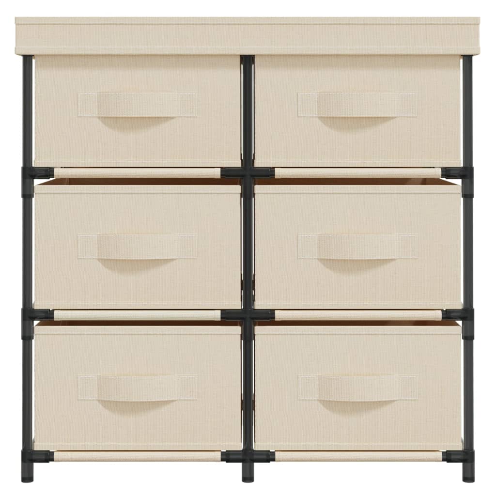 Armadietto con 6 Cassetti 55x29x55 cm Crema in Acciaio - homemem39