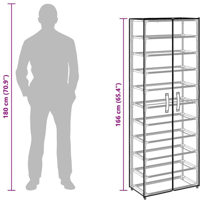 Scarpiera Grigia 60x30x166 cm Tessuto