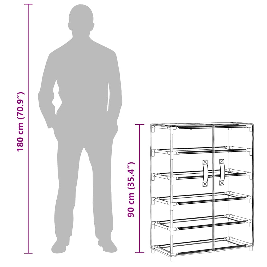Scarpiera Grigia 60x28x90 cm Tessuto