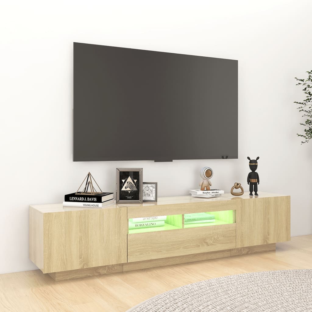 Mobile Porta TV con Luci LED Rovere Sonoma 180x35x40 cm - homemem39