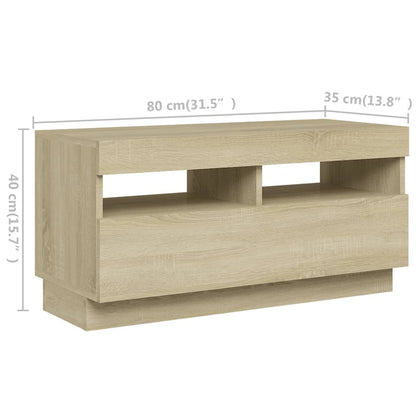 Mobile Porta TV con Luci LED Rovere Sonoma 180x35x40 cm - homemem39