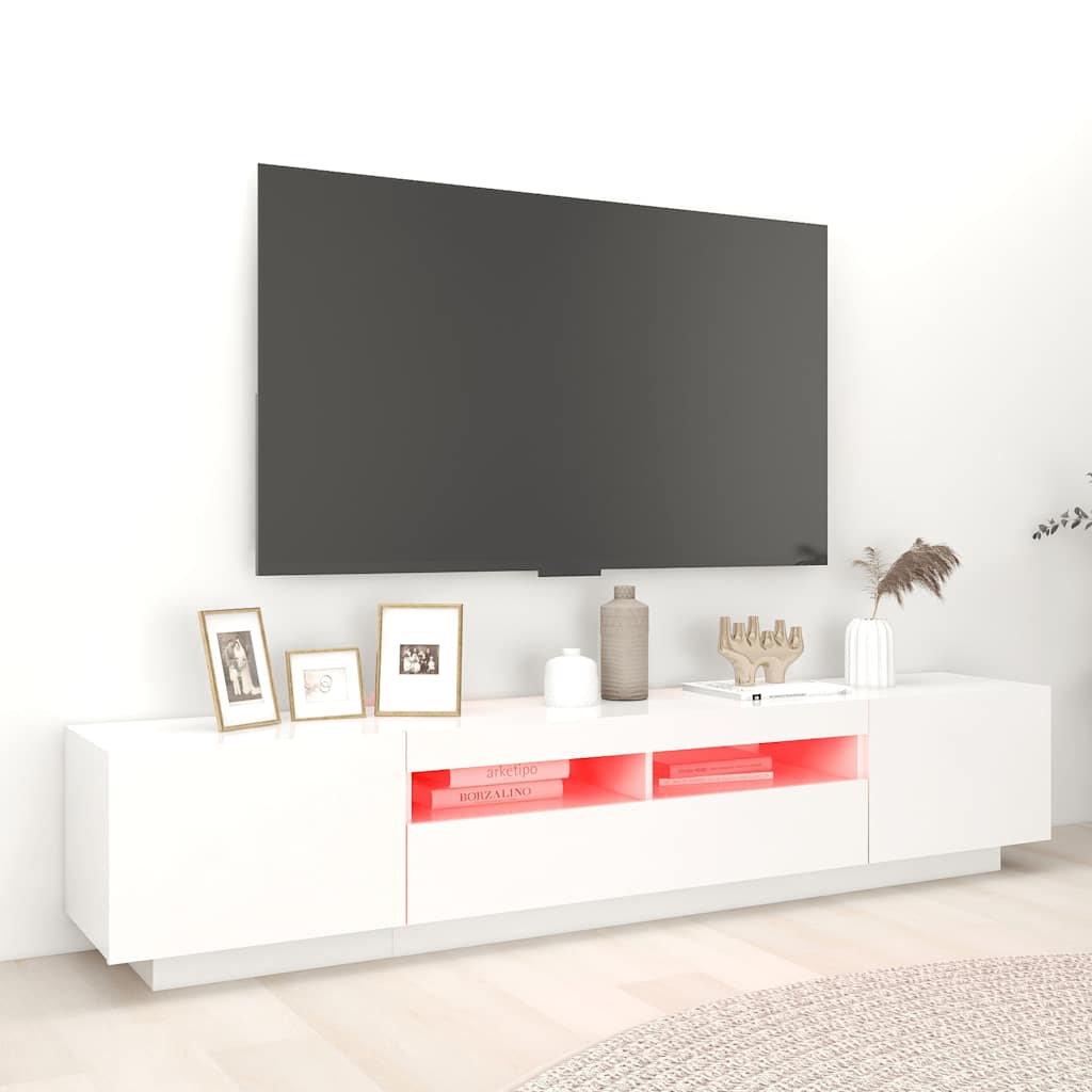 Mobile Porta TV con Luci LED Bianco 200x35x40 cm - homemem39