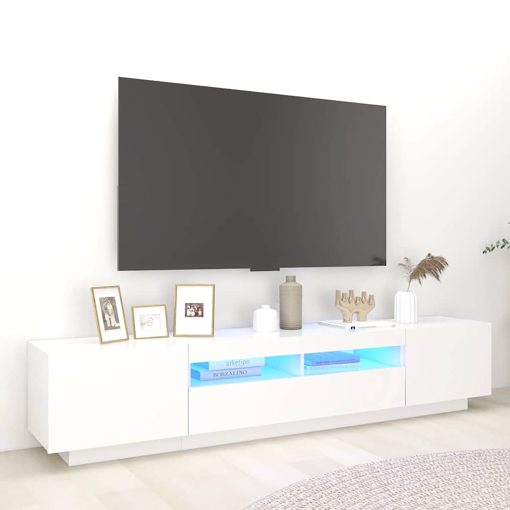 Mobile Porta TV con Luci LED Bianco 200x35x40 cm - homemem39