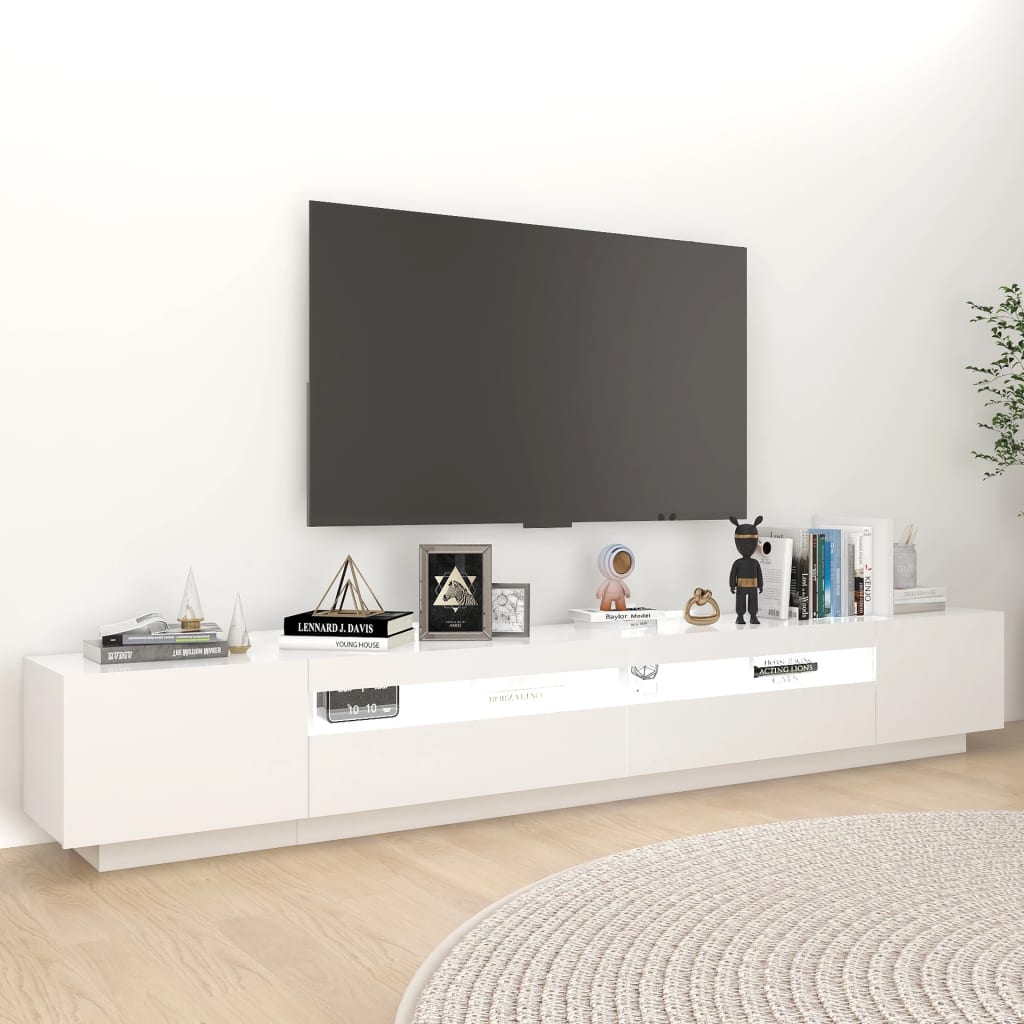 Mobile Porta TV con Luci LED Bianco 260x35x40 cm - homemem39
