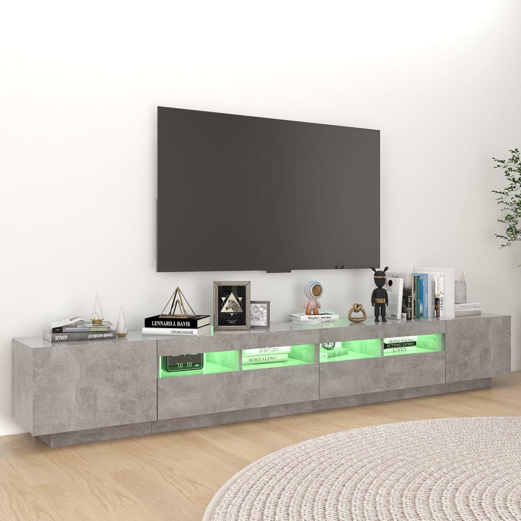 Mobile Porta TV con Luci LED Grigio Cemento 260x35x40 cm - homemem39