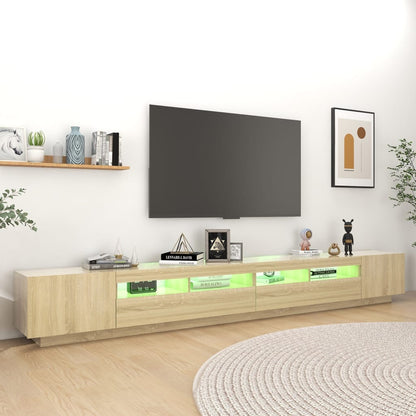 Mobile Porta TV con Luci LED Rovere Sonoma 300x35x40 cm - homemem39