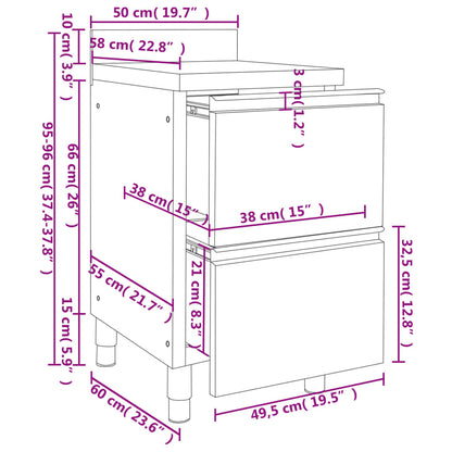 Mobiletto da cucina commerciale con 2 cassetti 50x60x96 cm | homemem39