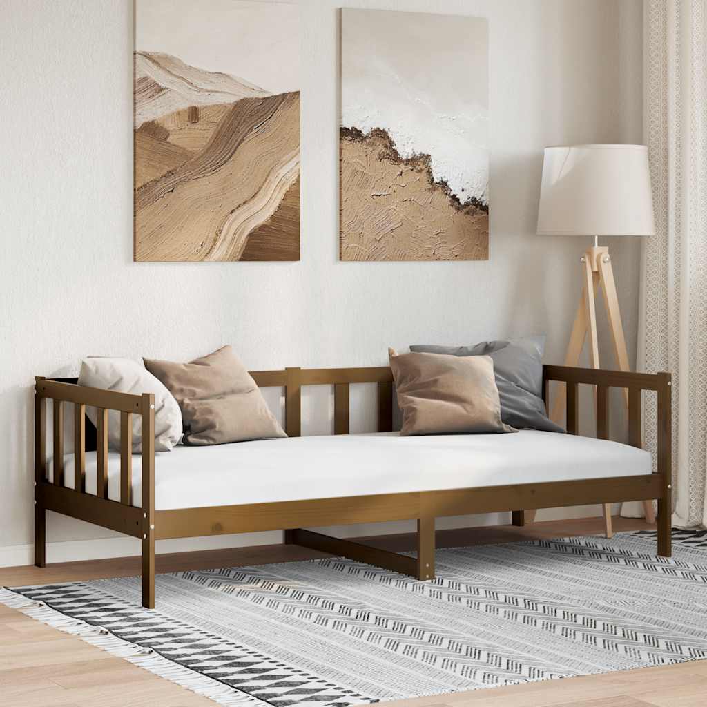 Dormeuse Marrone Ambra in Legno Massello di Pino 90x200 cm - homemem39
