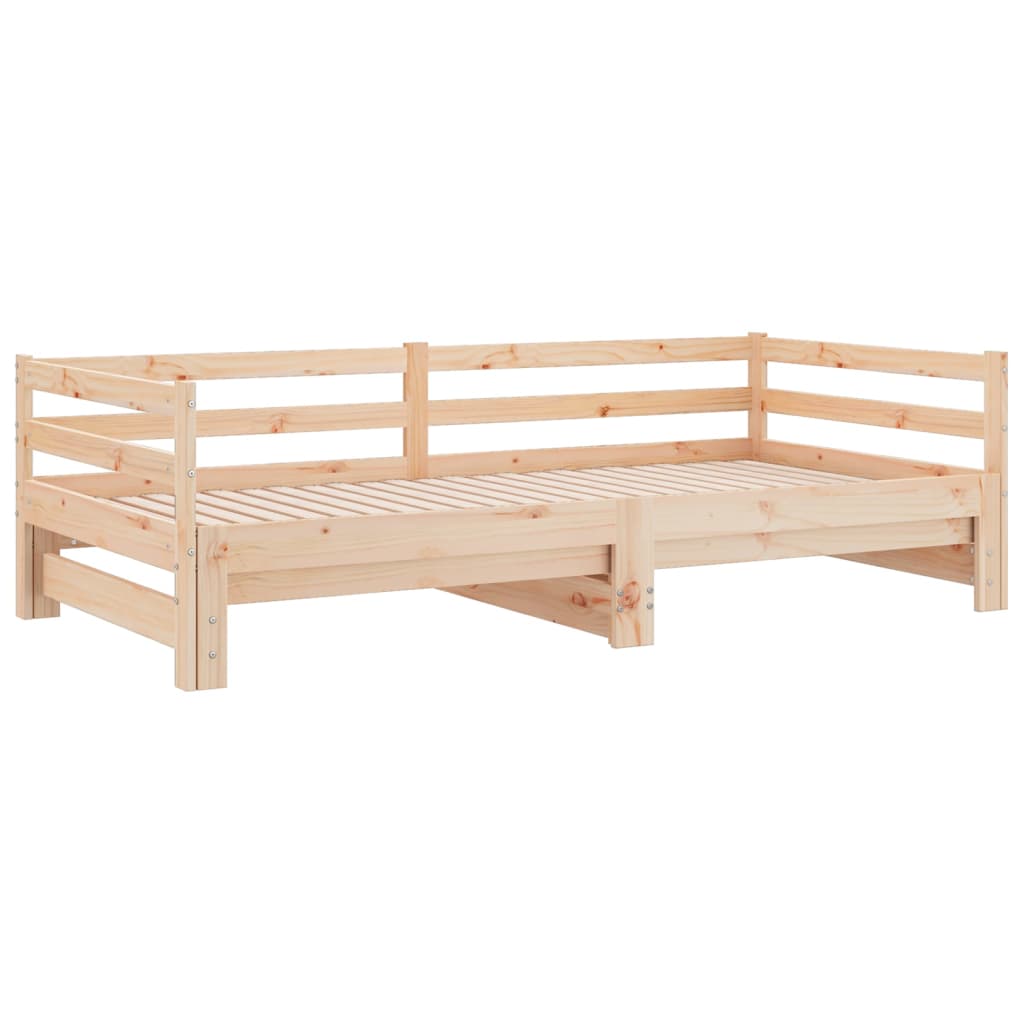Divano Letto Estraibile in Legno Massello di Pino 2x(90x200) cm | homemem39