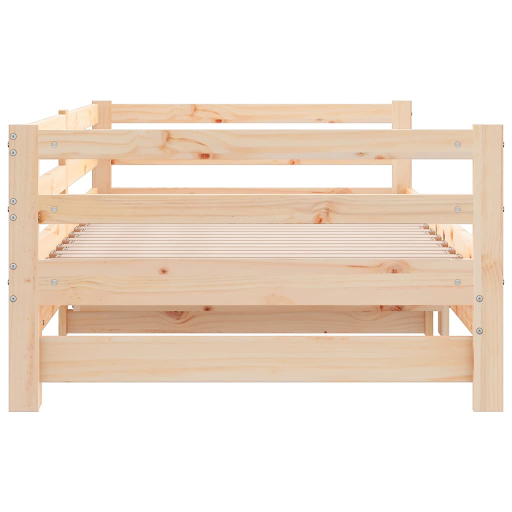 Divano Letto Estraibile in Legno Massello di Pino 2x(90x200) cm | homemem39