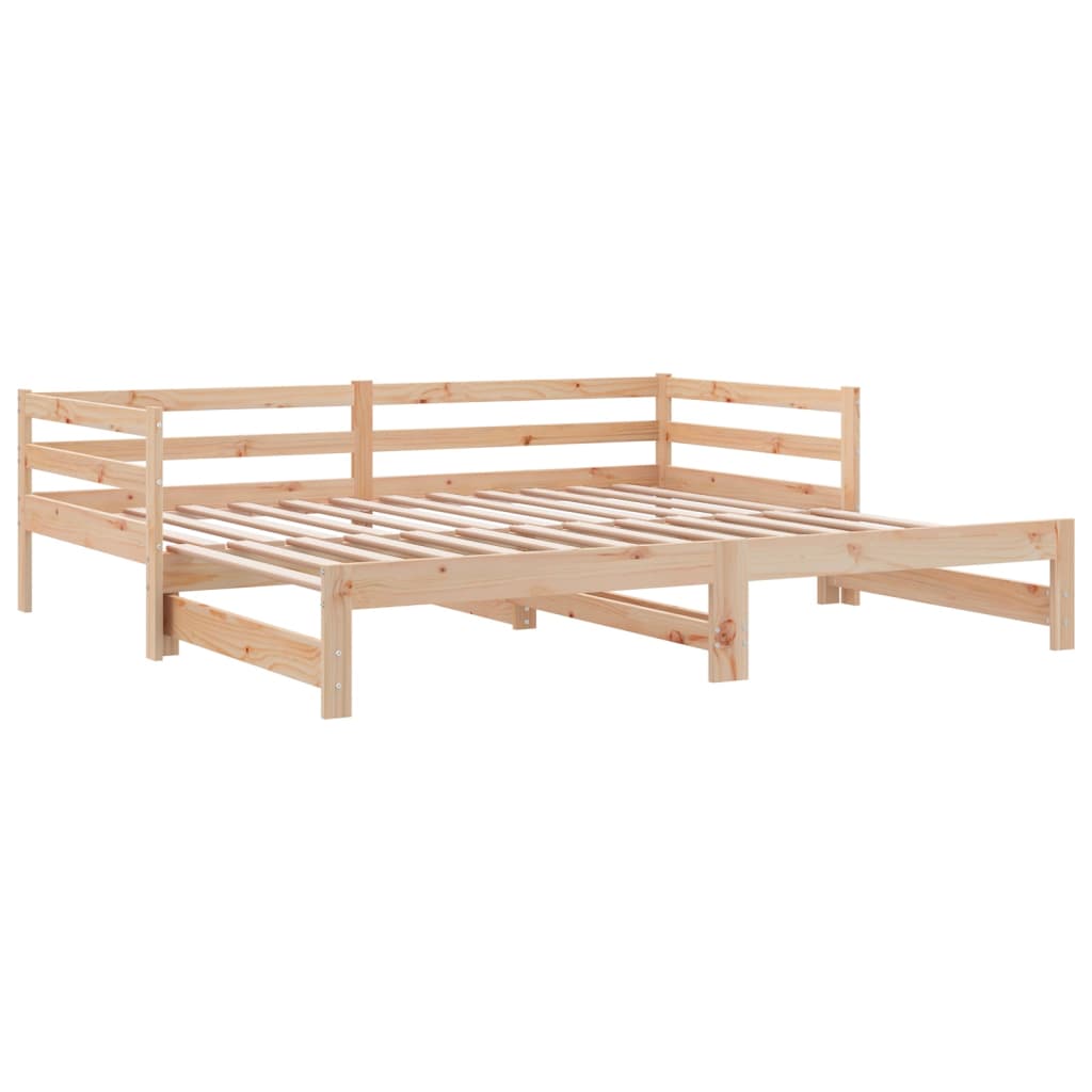 Divano Letto Estraibile in Legno Massello di Pino 2x(90x200) cm | homemem39