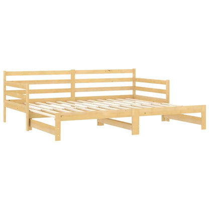 Divano Letto Estraibile in Legno Massello di Pino 2x(90x200) cm | homemem39