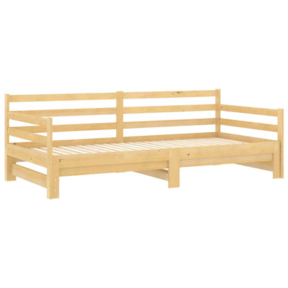 Divano Letto Estraibile in Legno Massello di Pino 2x(90x200) cm | homemem39
