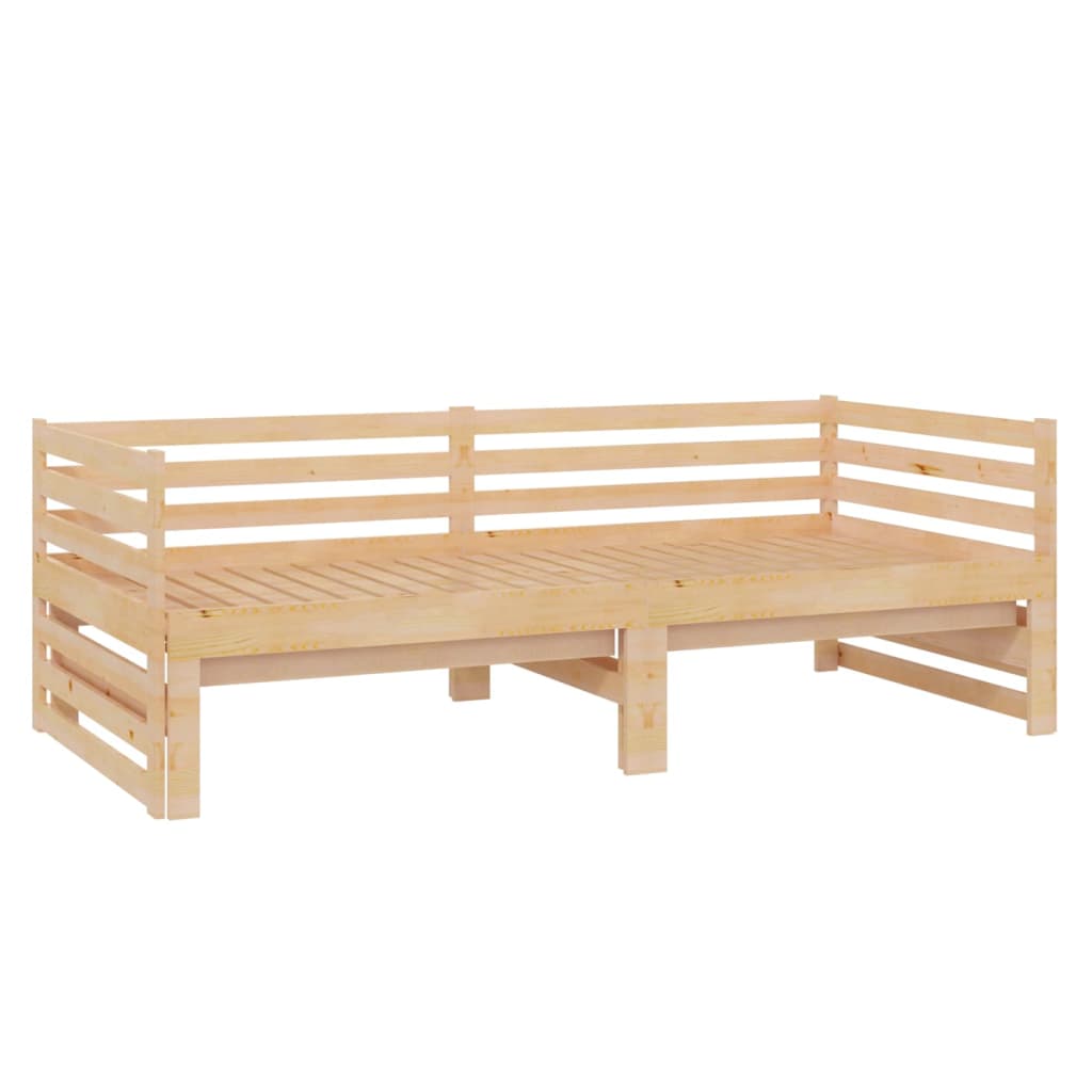 Divano Letto Estraibile in Legno Massello di Pino 2x(90x200) cm - homemem39