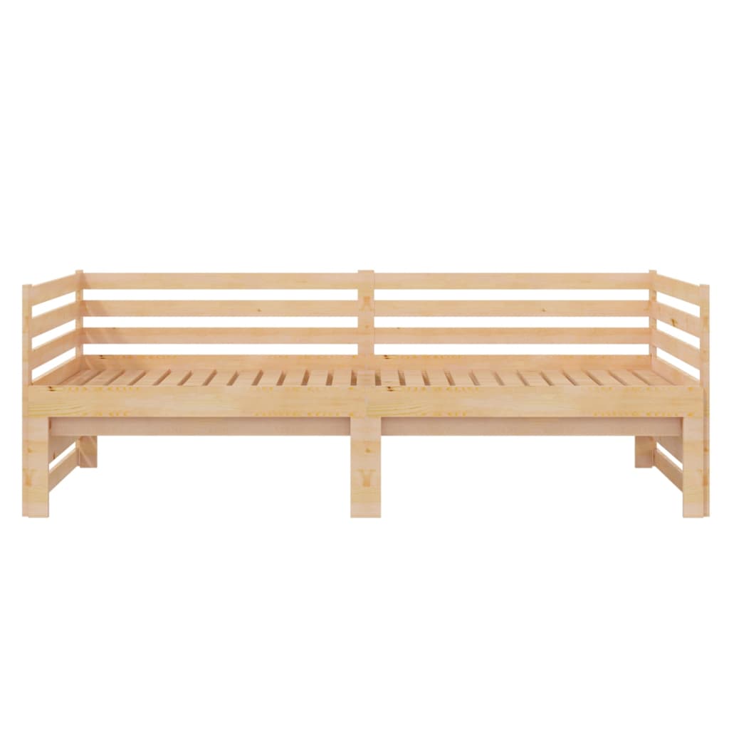 Divano Letto Estraibile in Legno Massello di Pino 2x(90x200) cm - homemem39