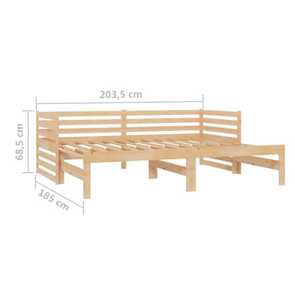 Divano Letto Estraibile in Legno Massello di Pino 2x(90x200) cm - homemem39