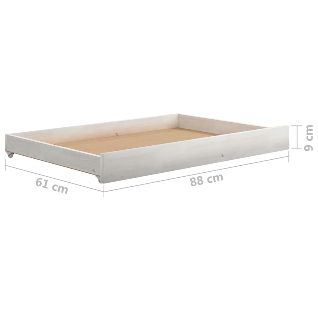 Cassetti per Divano Letto 2 pz in Legno Massello di Pino Bianco - homemem39