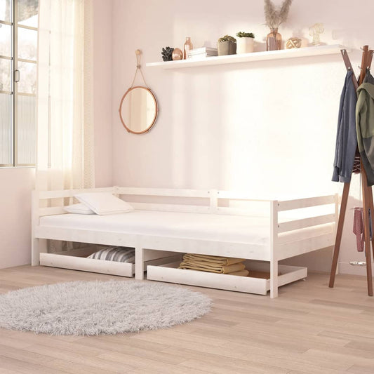 Cassetti per Divano Letto 2 pz in Legno Massello di Pino Bianco - homemem39