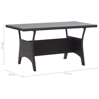 Tavolo da Giardino Nero 120x70x66 cm in Polyrattan - homemem39