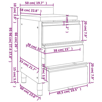 Mobili da cucina commerciali 2 pz 50x60x96 cm in acciaio inox | homemem39