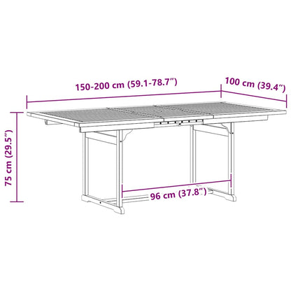 Tavolo da Pranzo per Esterni (150-200)x100x75cm Massello Acacia | homemem39