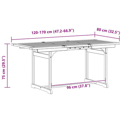 Tavolo da Pranzo per Esterni (120-170)x80x75 cm Massello Acacia | homemem39