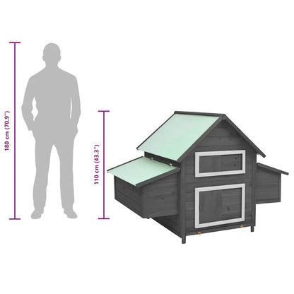 Pollaio Grigio e Bianco 150x96x110 cm Legno Massello di Abete - homemem39