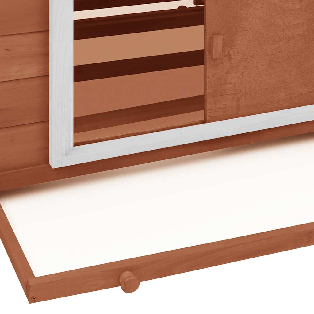 Pollaio Moka e Bianco 150x96x110 cm Legno Massello di Abete | homemem39