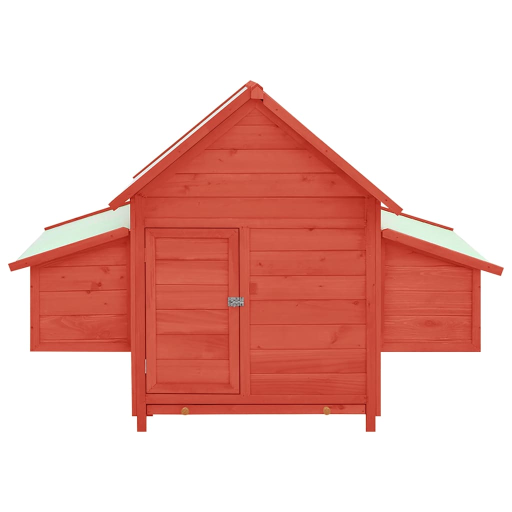 Pollaio Rosso e Bianco 150x96x110 cm Legno Massello di Abete | homemem39