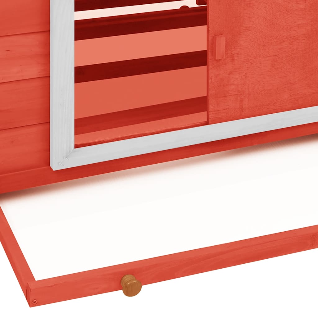 Pollaio Rosso e Bianco 150x96x110 cm Legno Massello di Abete - homemem39
