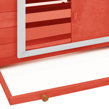 Pollaio Rosso e Bianco 150x96x110 cm Legno Massello di Abete - homemem39