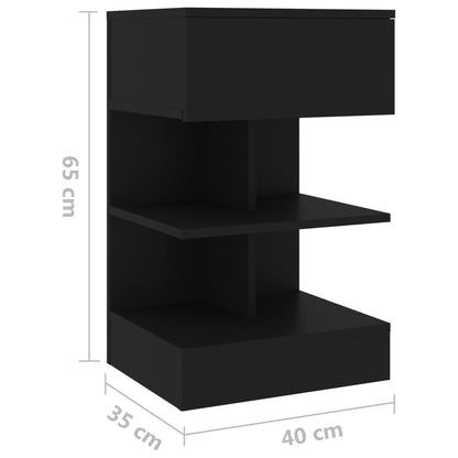 Comodino Nero 40x35x65 cm in Legno Multistrato - homemem39