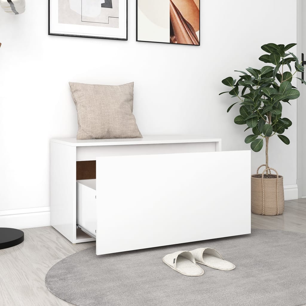 Panca da Ingresso 80x40x45 cm Bianca in Legno Multistrato | homemem39