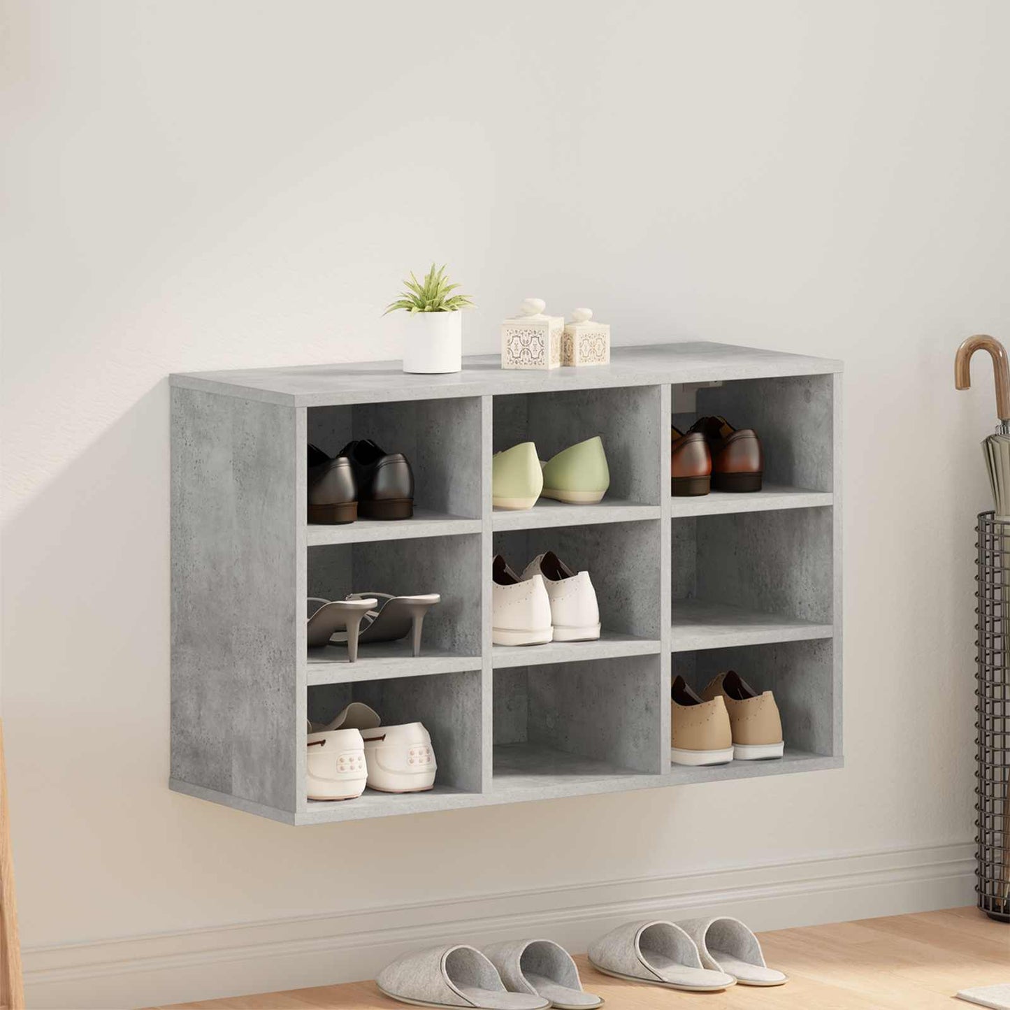 Mobile per scarpe Grigio cemento 77,5 x 30 x 51 cm