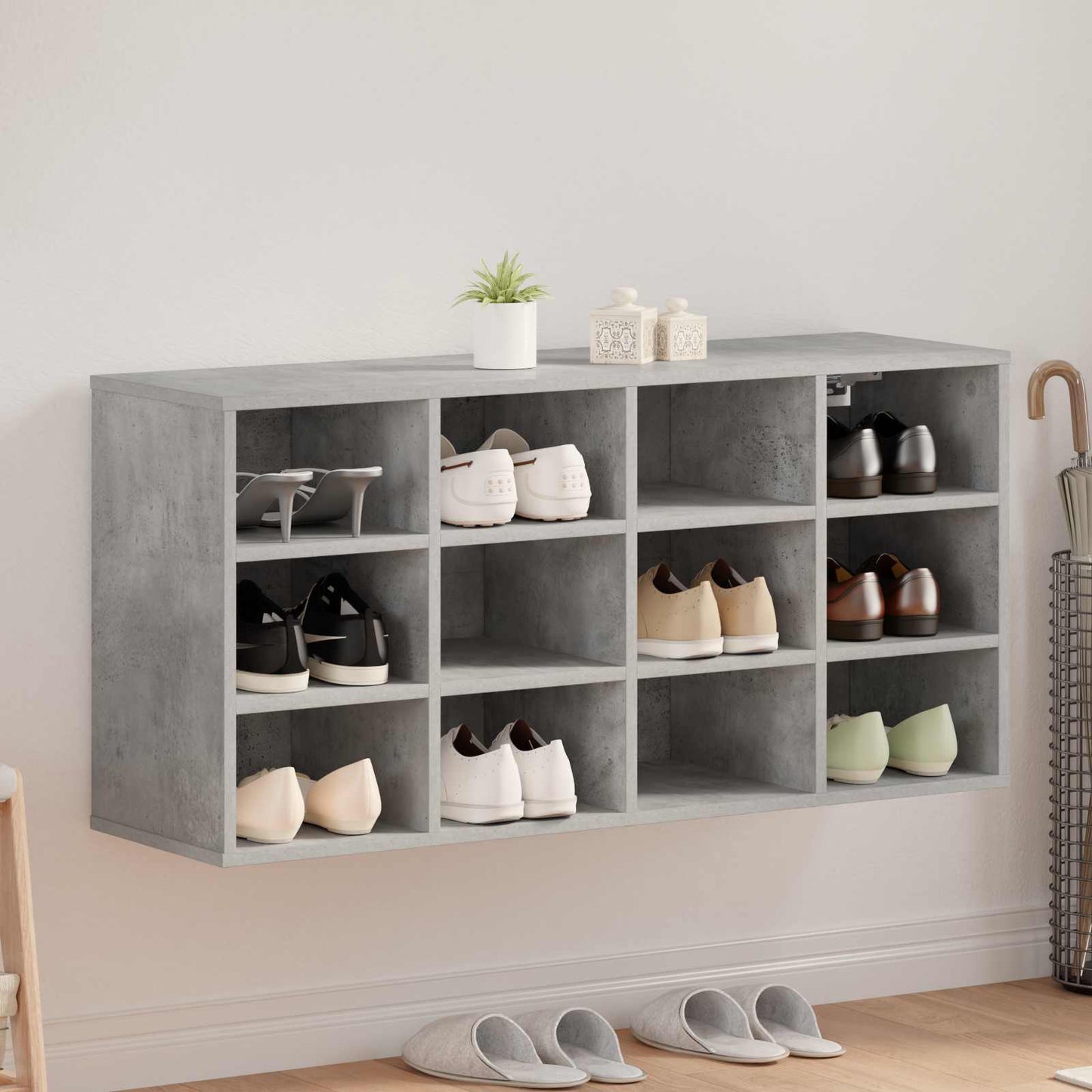 Mobile per scarpe Grigio cemento 103 x 30 x 51 cm