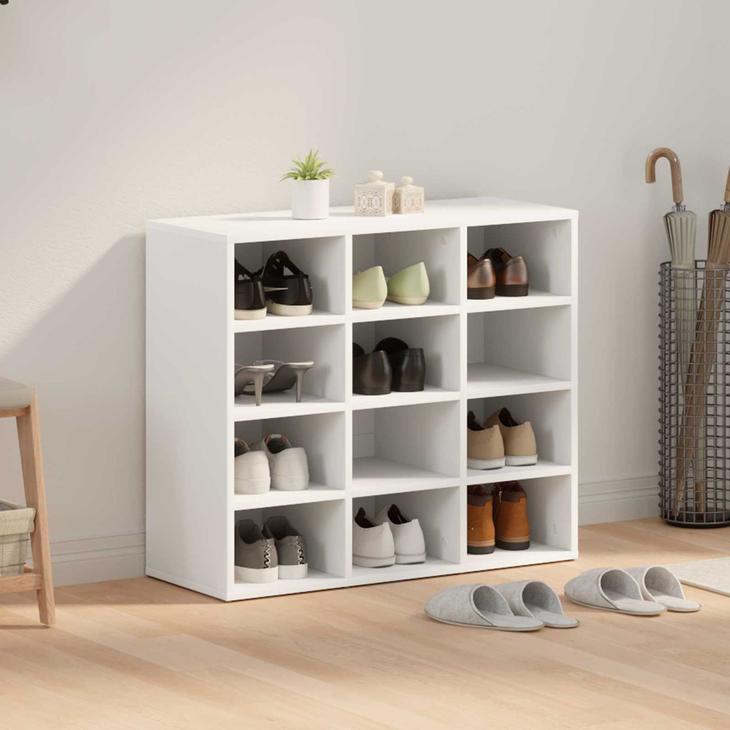 Mobile per scarpe Bianco 77,5 x 30 x 67 cm Legno multistrato