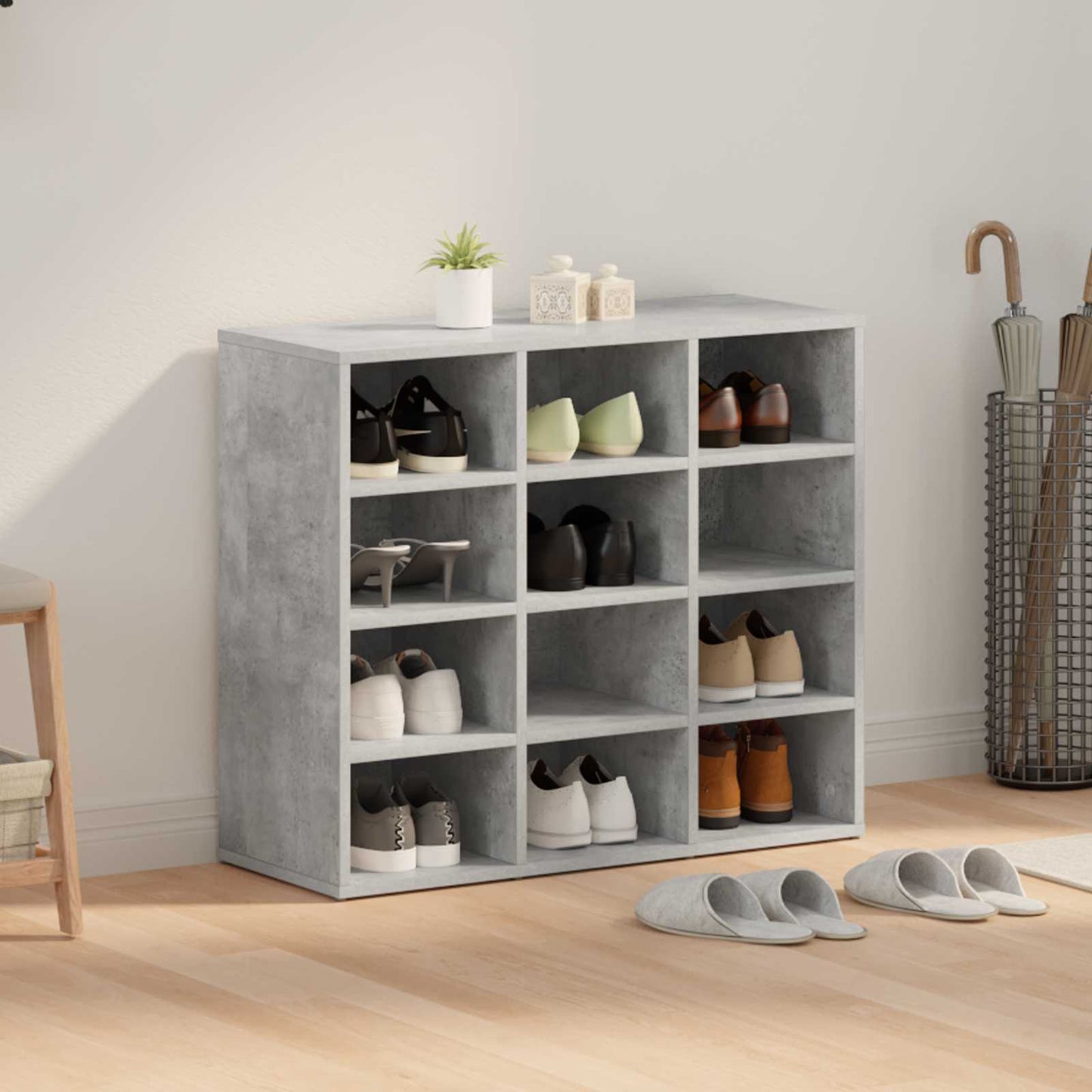 Mobile per scarpe Grigio cemento 77,5 x 30 x 67 cm