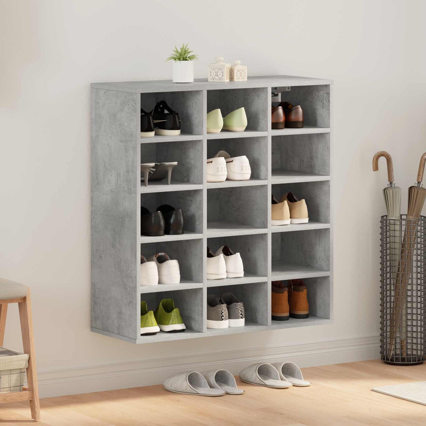 Mobile per scarpe Grigio cemento 77,5 x 30 x 83,5 cm