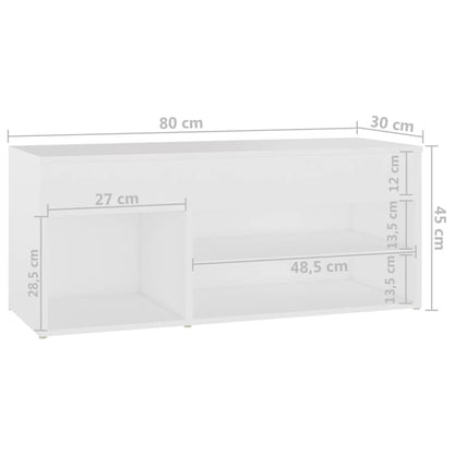 Panca Portascarpe Bianco 103x30x54,5 cm in Truciolato - homemem39