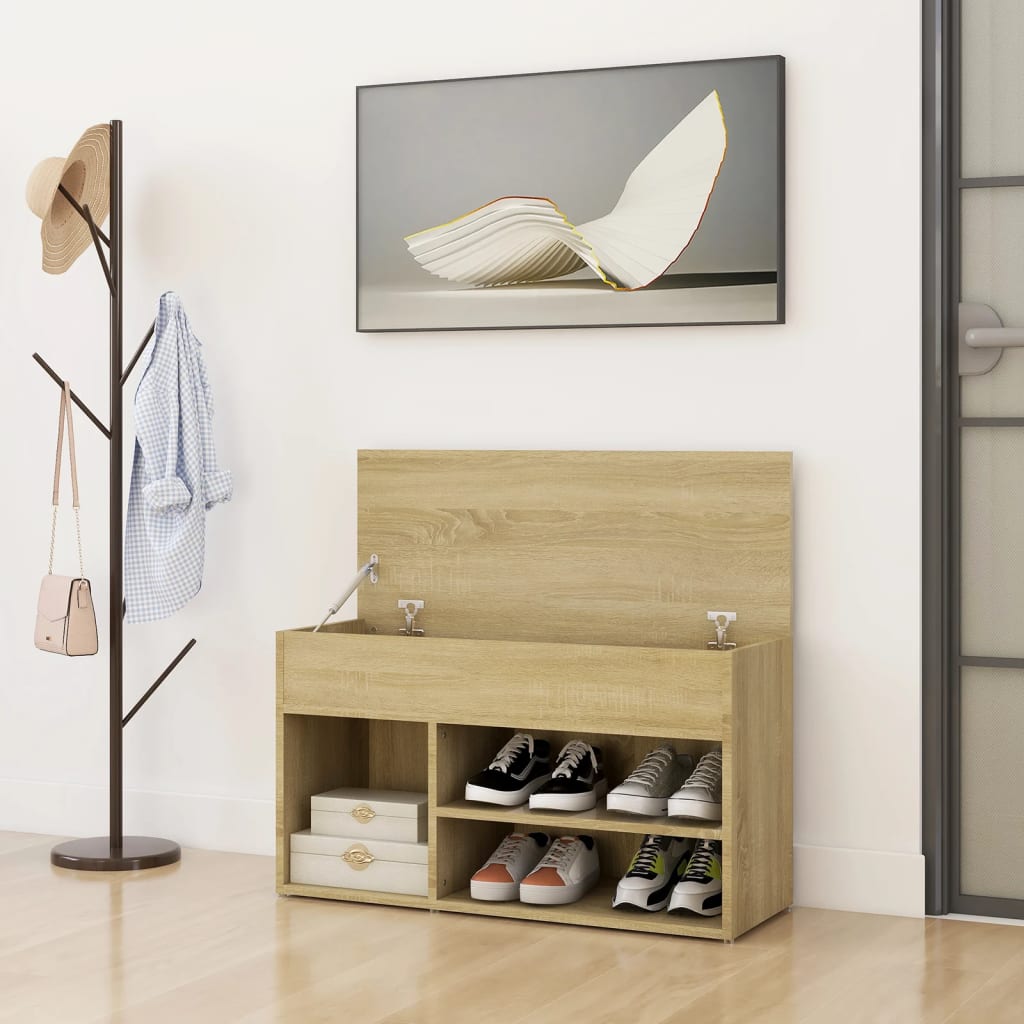 Panca Portascarpe Rovere Sonoma 103x30x54,5 cm in Truciolato - homemem39