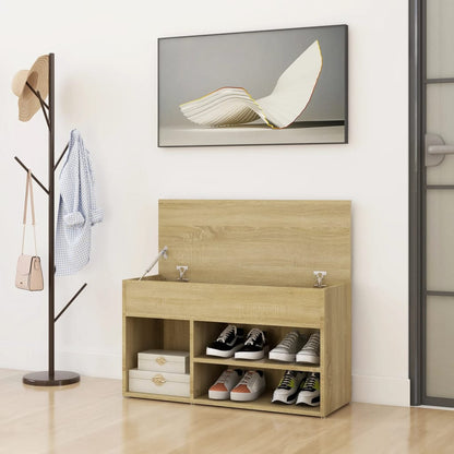 Panca Portascarpe Rovere Sonoma 103x30x54,5 cm in Truciolato - homemem39
