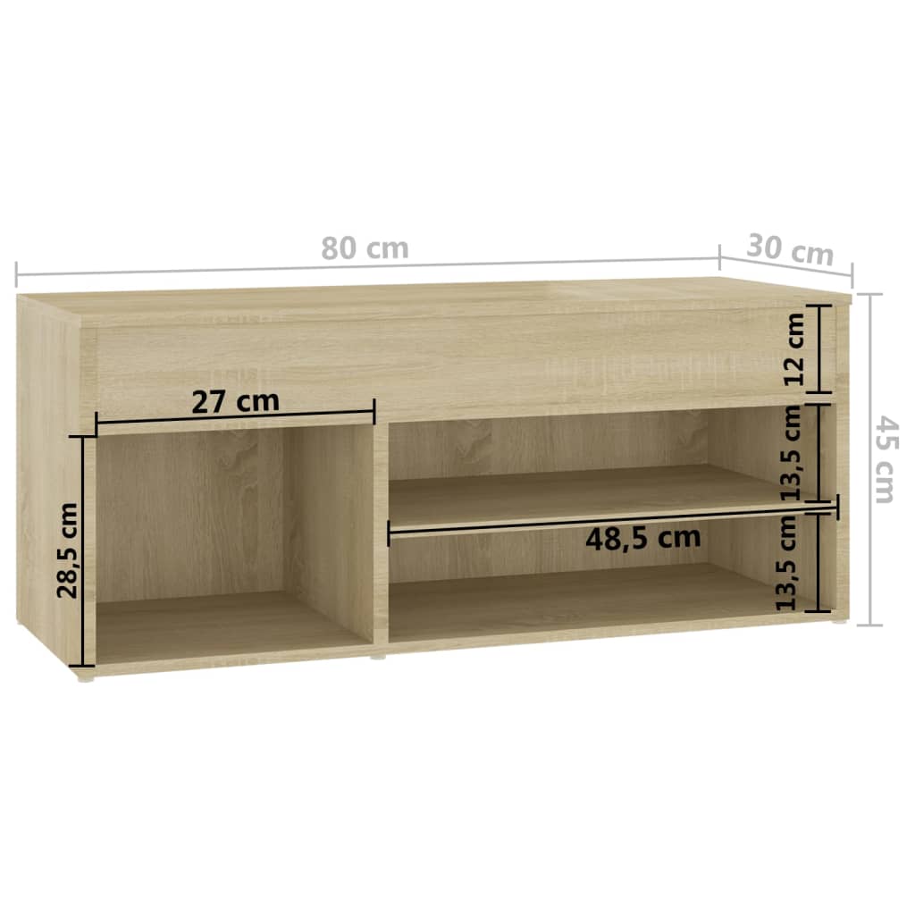Panca Portascarpe Rovere Sonoma 103x30x54,5 cm in Truciolato - homemem39