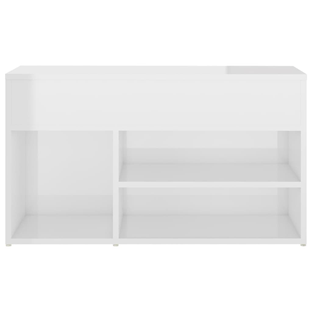 Panca Portascarpe Bianco Lucido 80x30x45 cm in Truciolato - homemem39