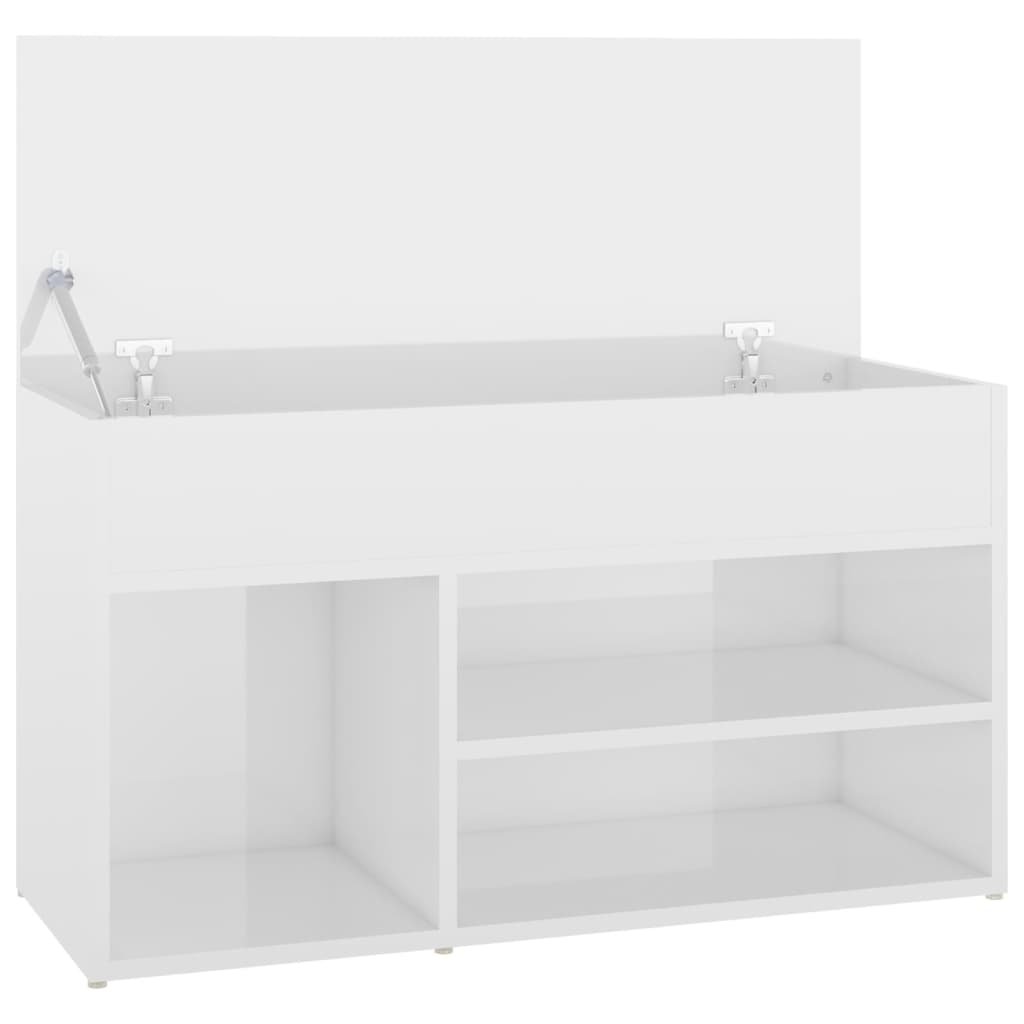 Panca Portascarpe Bianco Lucido 80x30x45 cm in Truciolato - homemem39