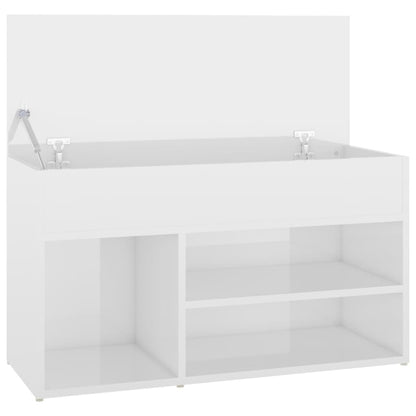 Panca Portascarpe Bianco Lucido 80x30x45 cm in Truciolato - homemem39