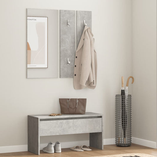 Set di Mobili da Corridoio Grigio Cemento in Legno Multistrato - homemem39